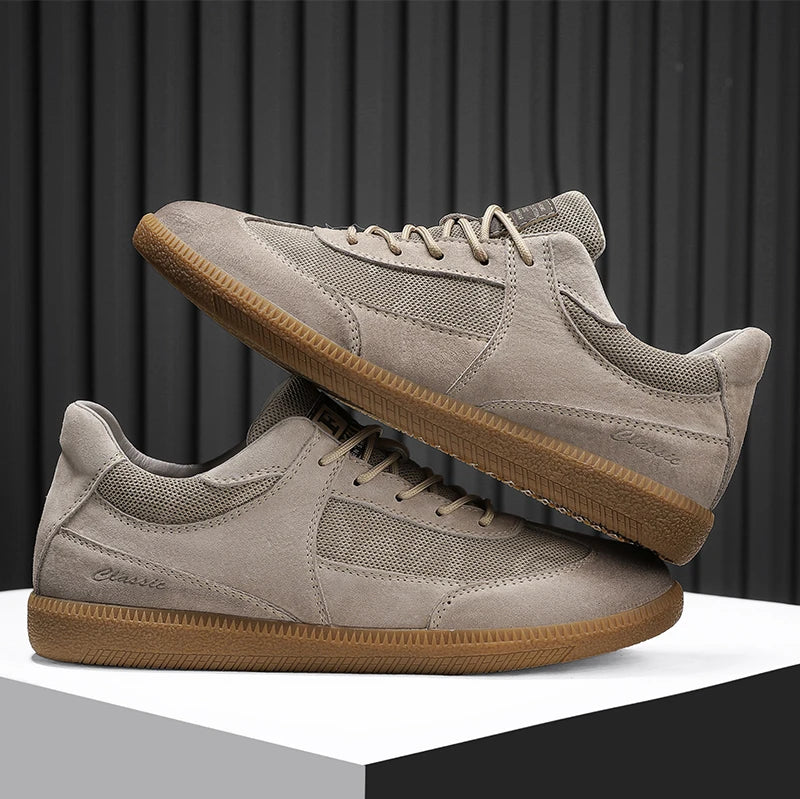 Casual Shoes For Men Breathable Mesh Genuine Leather Board Sneakers Men Flats Footwear Walking Shoes Sports Wear Resistant