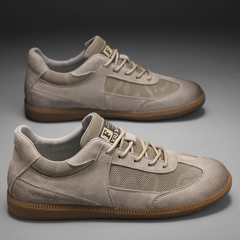 Casual Shoes For Men Breathable Mesh Genuine Leather Board Sneakers Men Flats Footwear Walking Shoes Sports Wear Resistant
