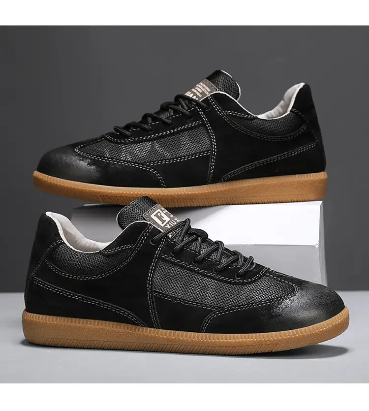 Casual Shoes For Men Breathable Mesh Genuine Leather Board Sneakers Men Flats Footwear Walking Shoes Sports Wear Resistant