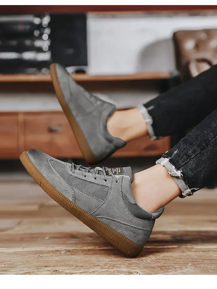 Casual Shoes For Men Breathable Mesh Genuine Leather Board Sneakers Men Flats Footwear Walking Shoes Sports Wear Resistant
