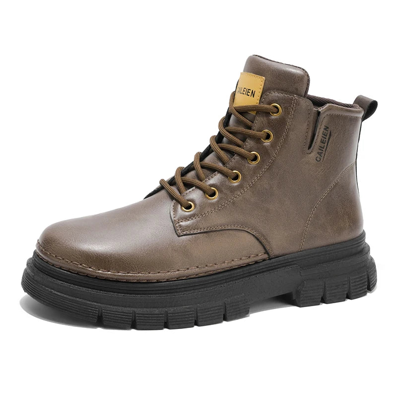 Men's boots four seasons retro British tooling shoes soft sole anti-slip high-top casual boots fashion youth outdoor boots