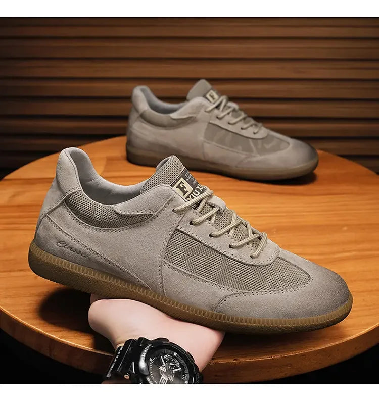 Casual Shoes For Men Breathable Mesh Genuine Leather Board Sneakers Men Flats Footwear Walking Shoes Sports Wear Resistant