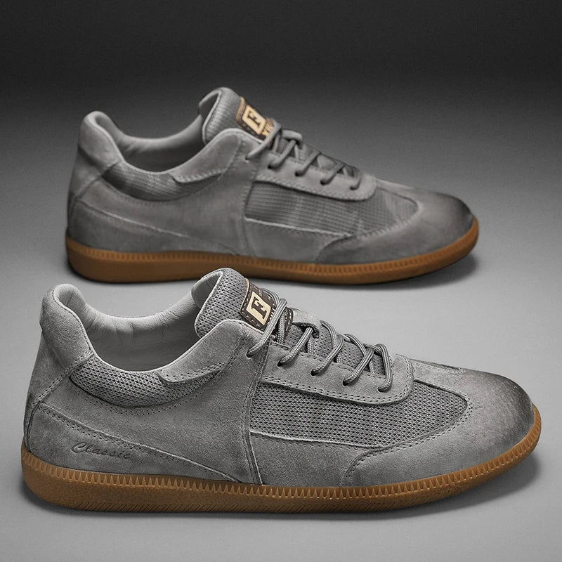 Casual Shoes For Men Breathable Mesh Genuine Leather Board Sneakers Men Flats Footwear Walking Shoes Sports Wear Resistant