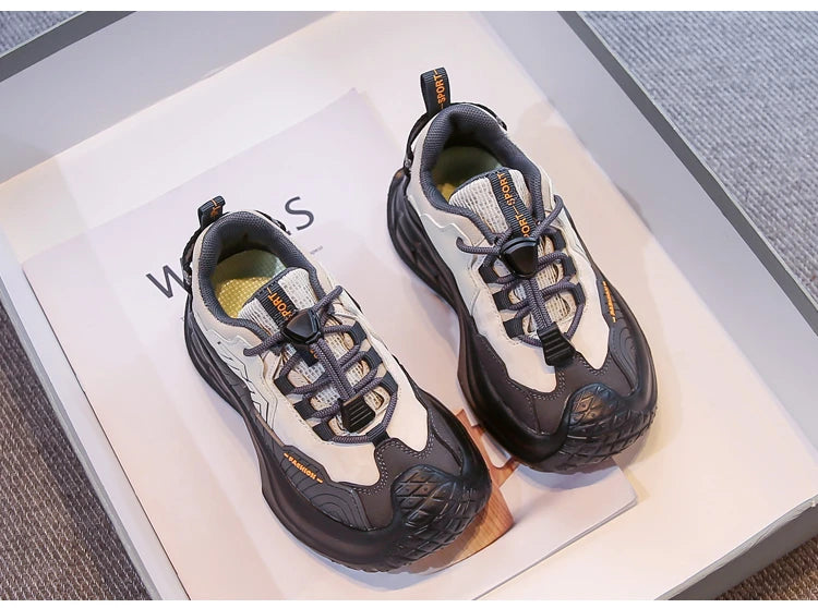 Students Sneaker Toes Capped Handsome for Kids Sports Shoes Non-slip 2025 Autumn New Children Running Shoes Breathable Pull Rope