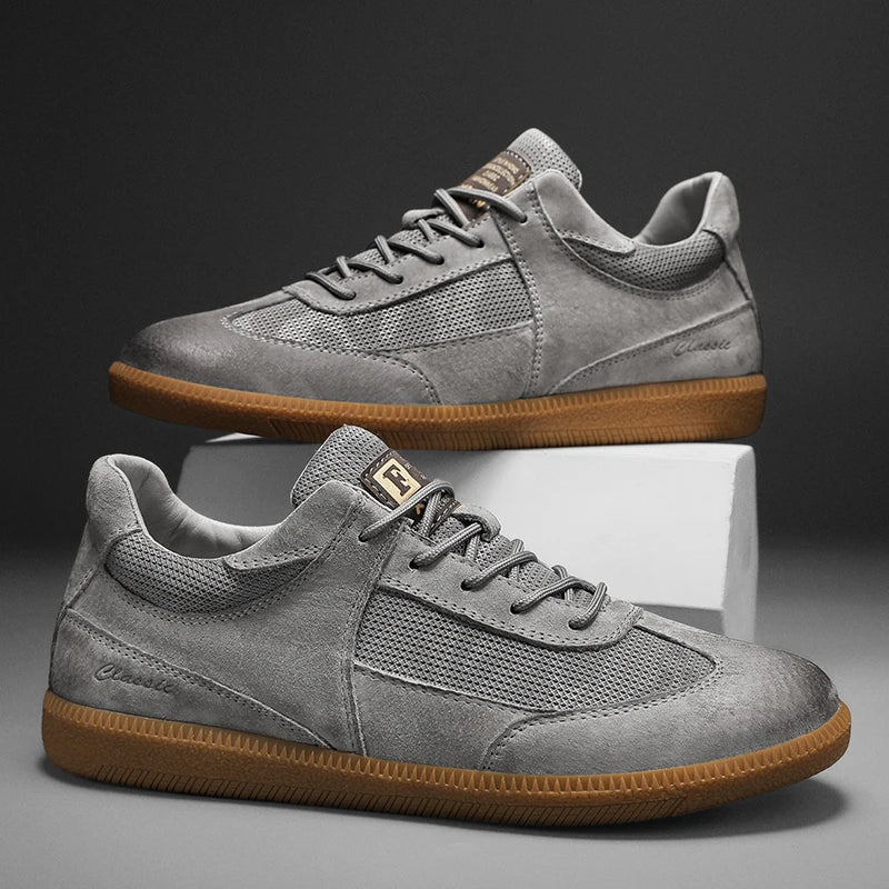Casual Shoes For Men Breathable Mesh Genuine Leather Board Sneakers Men Flats Footwear Walking Shoes Sports Wear Resistant