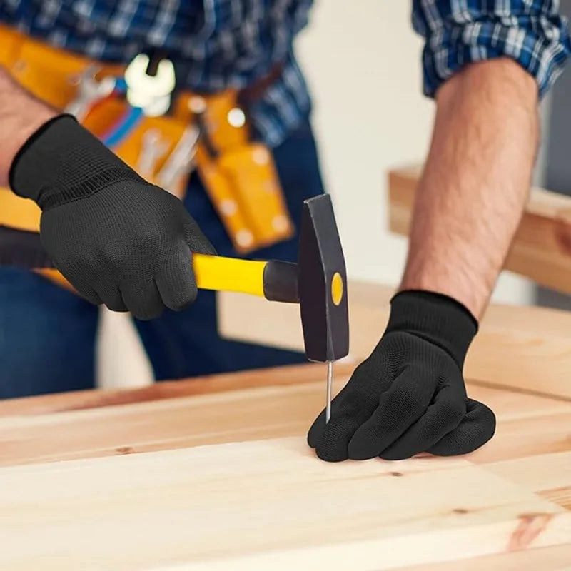 10/30 Pair Logo Free Polyurethane Gloves Safety Work Gloves Repair Gloves Palm Coated Gloves Carpenter Repairman Supplies