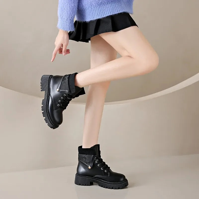 Boots Women New 2024 Winter Footwear Luxury Designer Female Shoes Fashion Rock Ladies Lolita Ankle Lady Boots Rock Shoes Woman