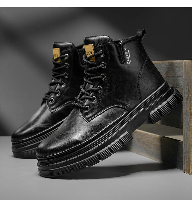 Men's boots four seasons retro British tooling shoes soft sole anti-slip high-top casual boots fashion youth outdoor boots