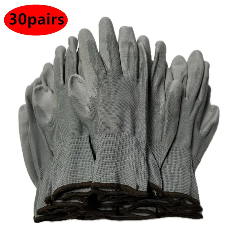 10/30 Pair Logo Free Polyurethane Gloves Safety Work Gloves Repair Gloves Palm Coated Gloves Carpenter Repairman Supplies