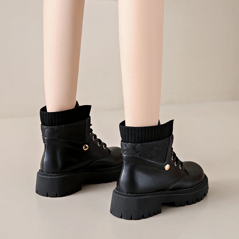 Boots Women New 2024 Winter Footwear Luxury Designer Female Shoes Fashion Rock Ladies Lolita Ankle Lady Boots Rock Shoes Woman