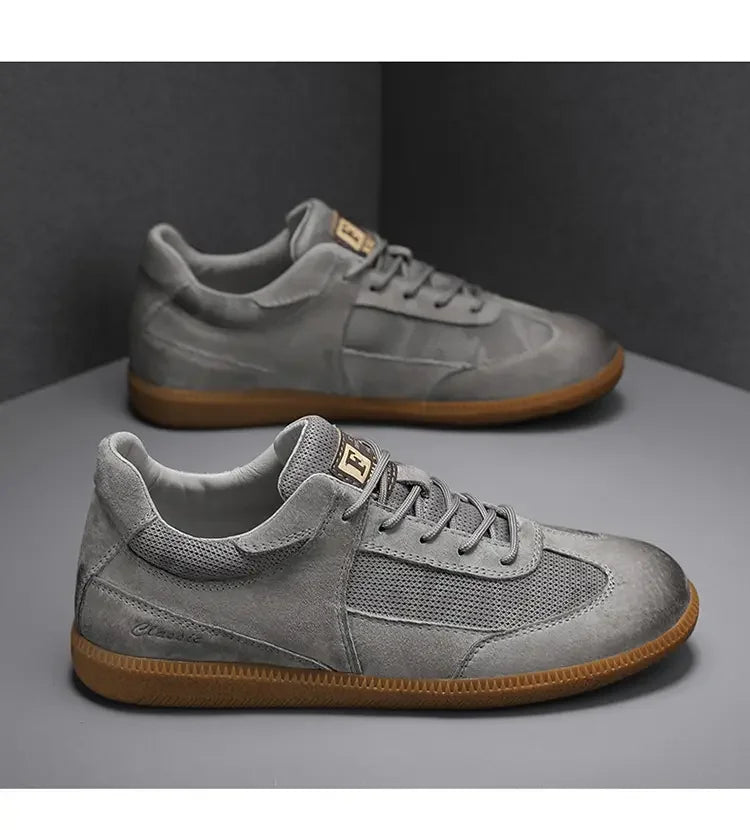 Casual Shoes For Men Breathable Mesh Genuine Leather Board Sneakers Men Flats Footwear Walking Shoes Sports Wear Resistant