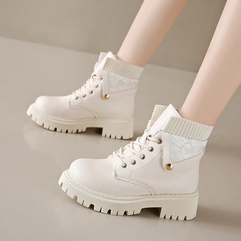 Boots Women New 2024 Winter Footwear Luxury Designer Female Shoes Fashion Rock Ladies Lolita Ankle Lady Boots Rock Shoes Woman