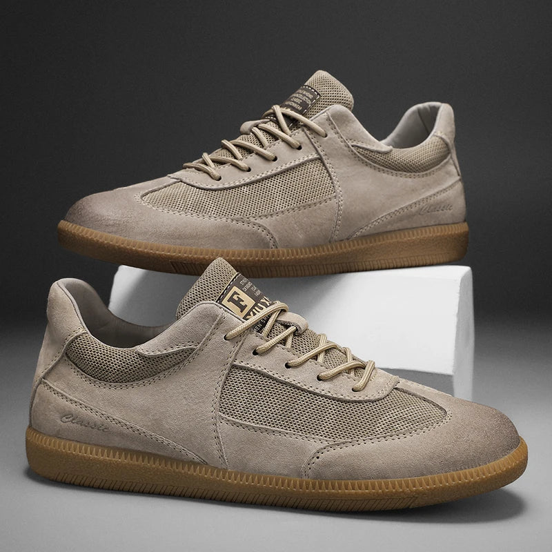 Casual Shoes For Men Breathable Mesh Genuine Leather Board Sneakers Men Flats Footwear Walking Shoes Sports Wear Resistant