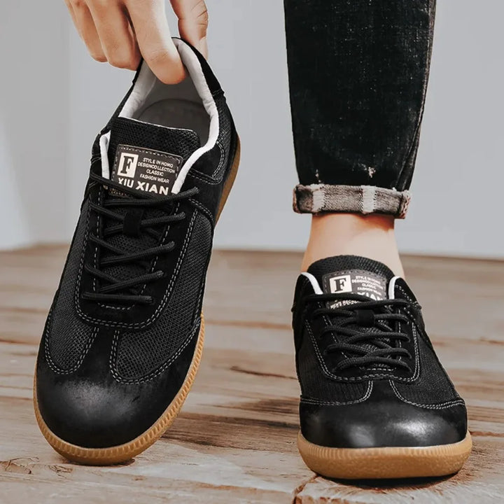 Casual Shoes For Men Breathable Mesh Genuine Leather Board Sneakers Men Flats Footwear Walking Shoes Sports Wear Resistant