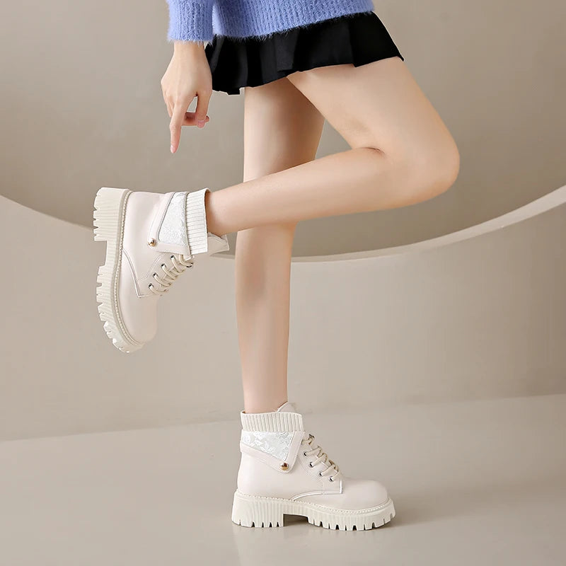 Boots Women New 2024 Winter Footwear Luxury Designer Female Shoes Fashion Rock Ladies Lolita Ankle Lady Boots Rock Shoes Woman