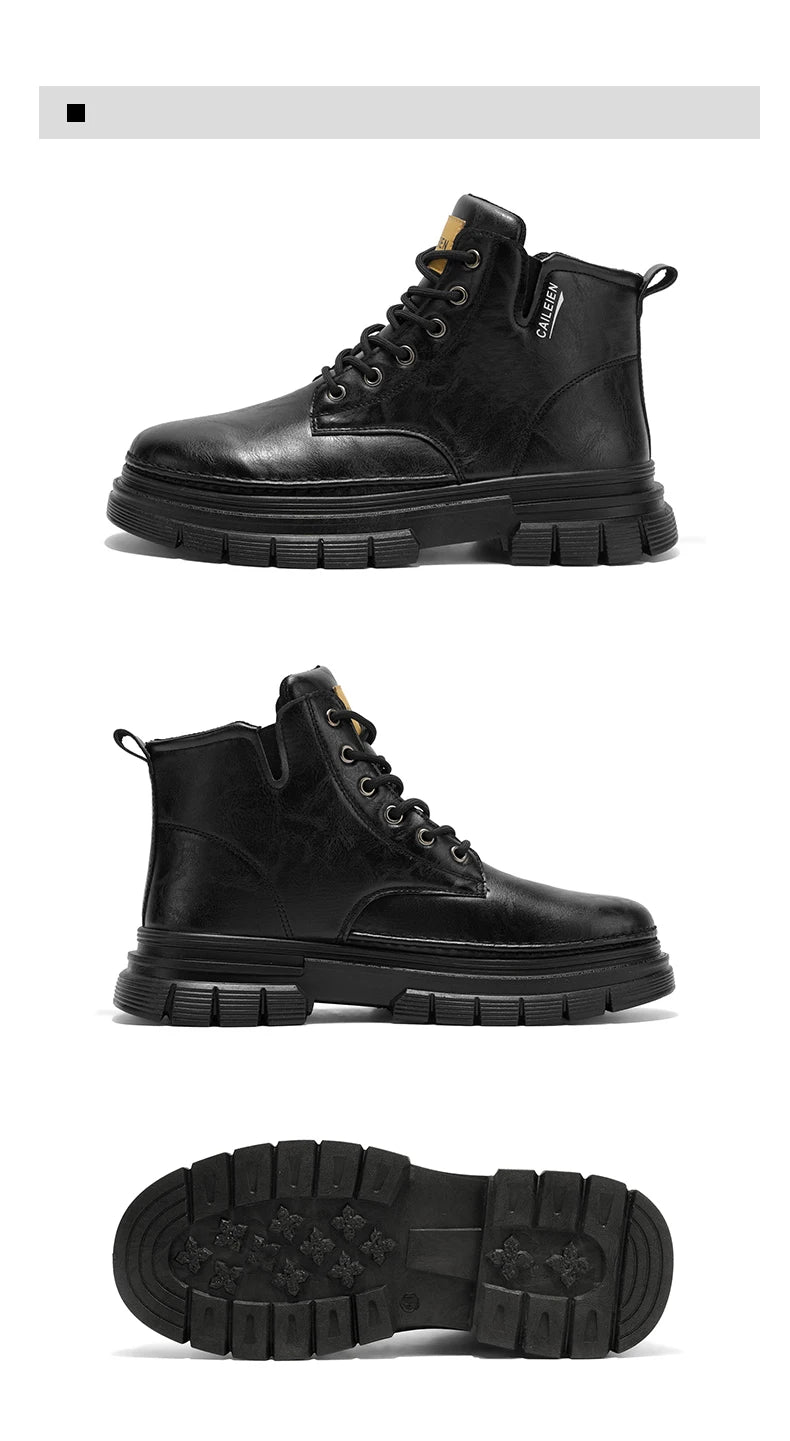 Men's boots four seasons retro British tooling shoes soft sole anti-slip high-top casual boots fashion youth outdoor boots