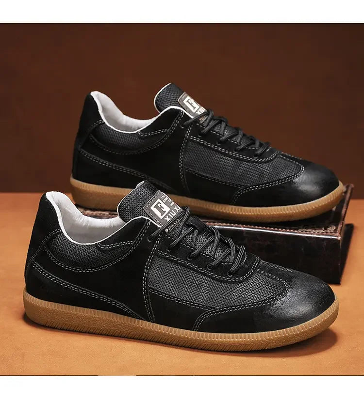 Casual Shoes For Men Breathable Mesh Genuine Leather Board Sneakers Men Flats Footwear Walking Shoes Sports Wear Resistant