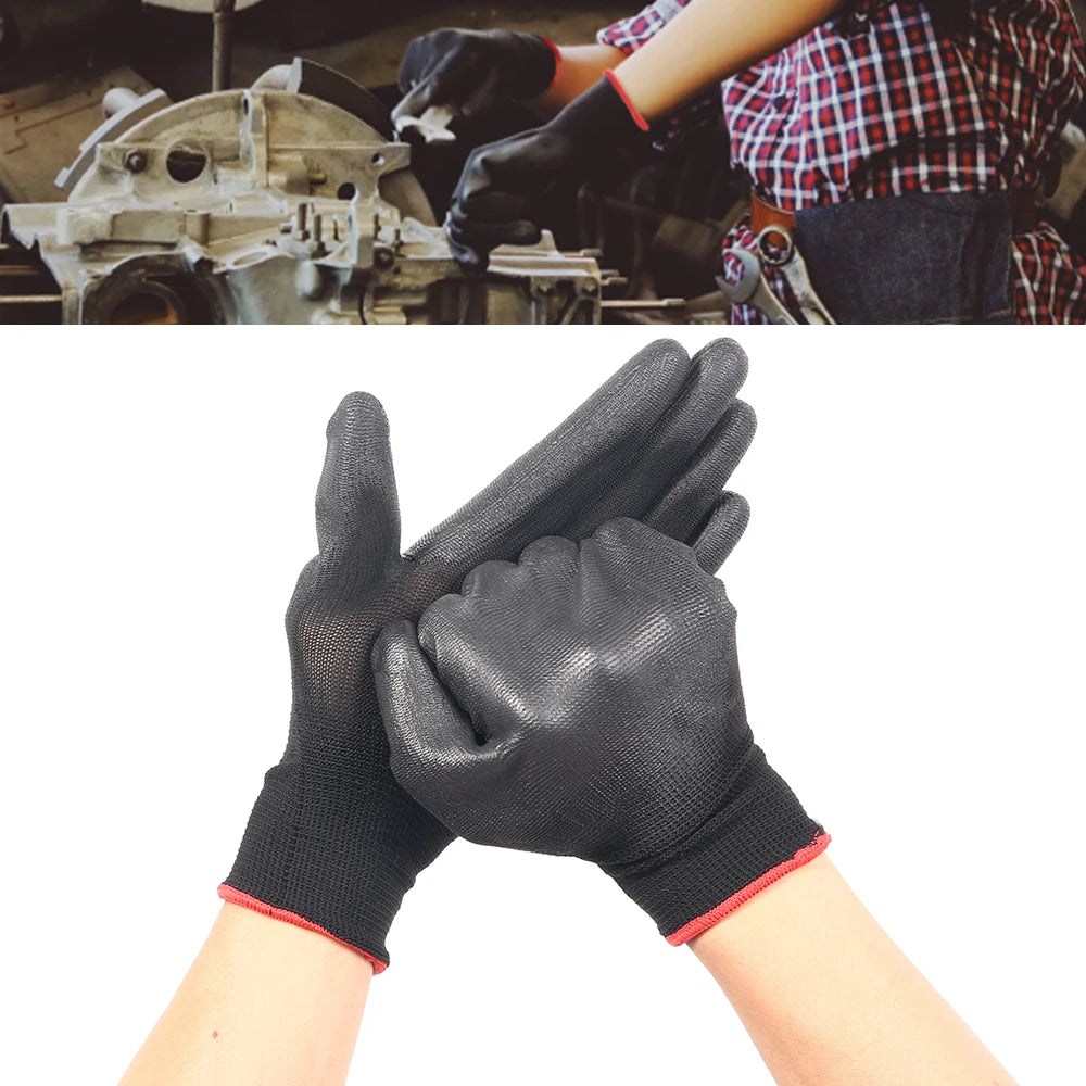 10/30 Pair Logo Free Polyurethane Gloves Safety Work Gloves Repair Gloves Palm Coated Gloves Carpenter Repairman Supplies