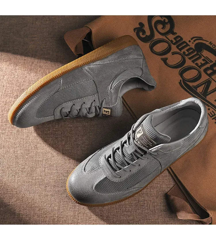 Casual Shoes For Men Breathable Mesh Genuine Leather Board Sneakers Men Flats Footwear Walking Shoes Sports Wear Resistant
