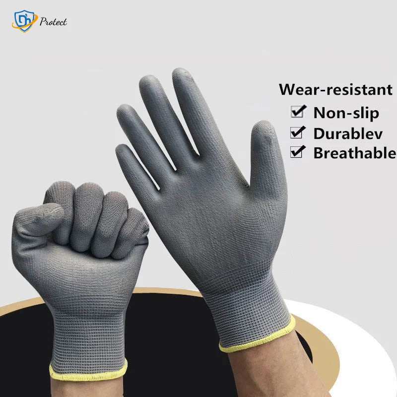 10/30 Pair Logo Free Polyurethane Gloves Safety Work Gloves Repair Gloves Palm Coated Gloves Carpenter Repairman Supplies