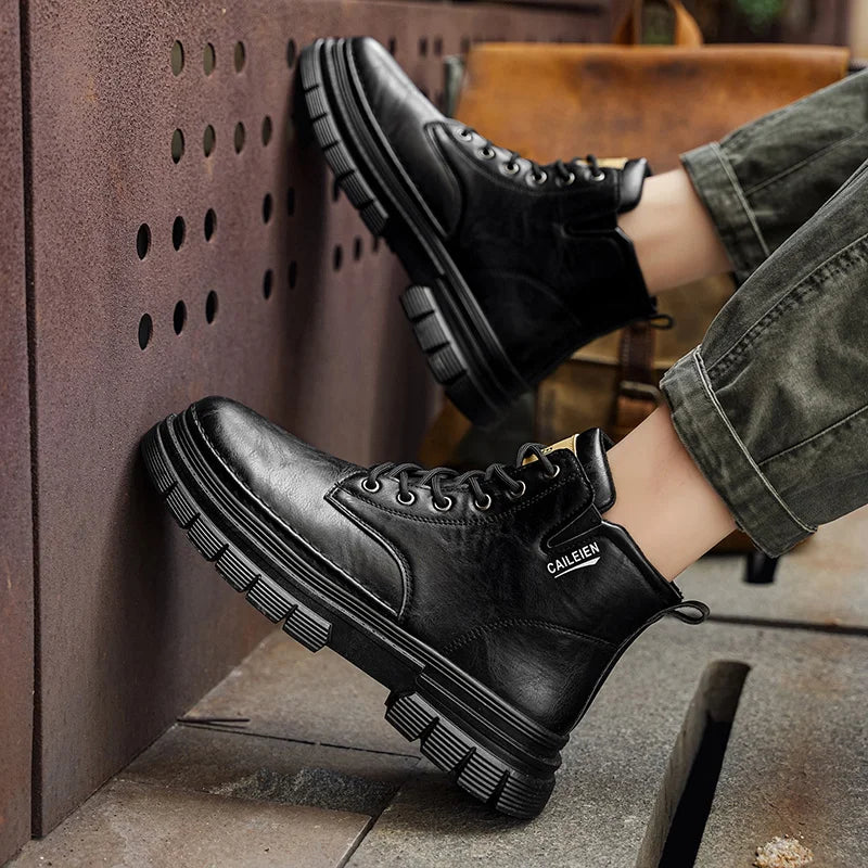 Men's boots four seasons retro British tooling shoes soft sole anti-slip high-top casual boots fashion youth outdoor boots