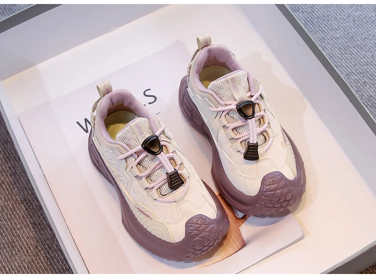 Students Sneaker Toes Capped Handsome for Kids Sports Shoes Non-slip 2025 Autumn New Children Running Shoes Breathable Pull Rope