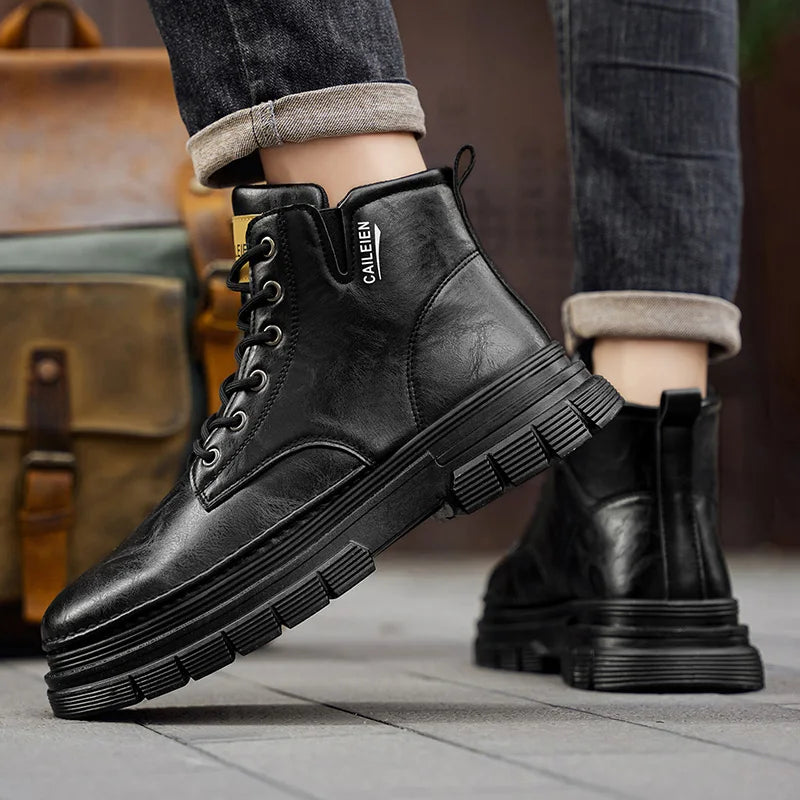 Men's boots four seasons retro British tooling shoes soft sole anti-slip high-top casual boots fashion youth outdoor boots