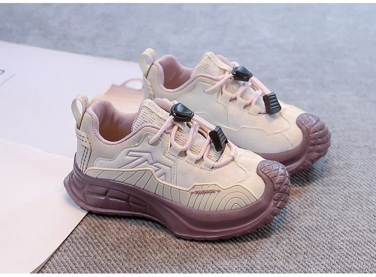 Students Sneaker Toes Capped Handsome for Kids Sports Shoes Non-slip 2025 Autumn New Children Running Shoes Breathable Pull Rope
