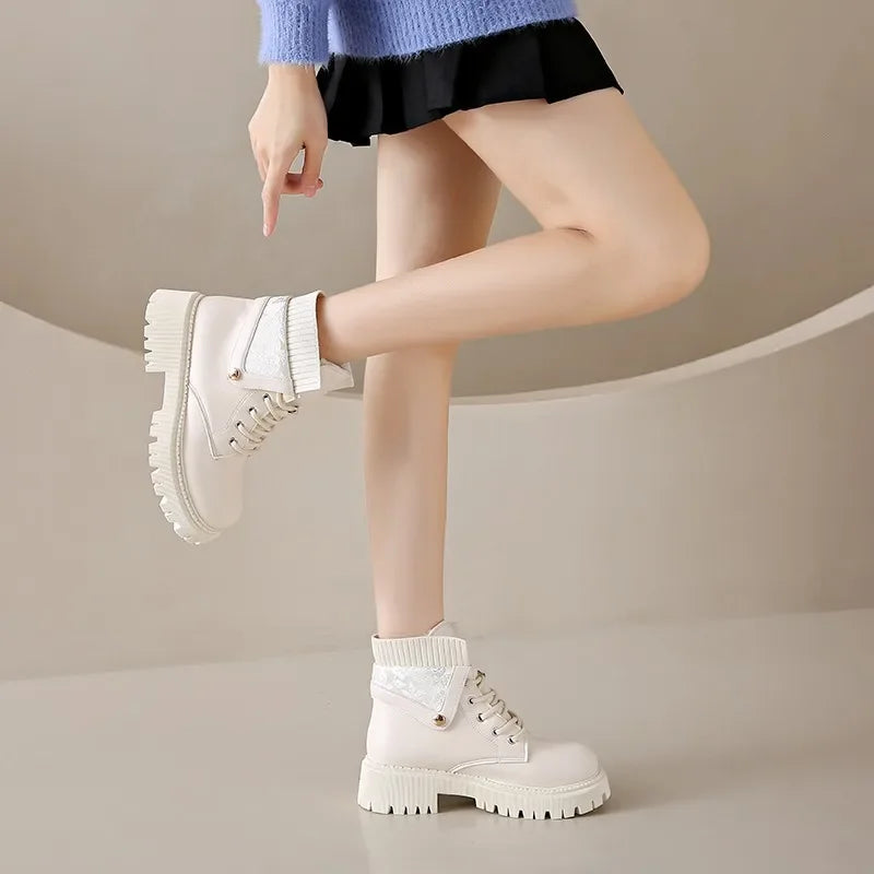 Boots Women New 2024 Winter Footwear Luxury Designer Female Shoes Fashion Rock Ladies Lolita Ankle Lady Boots Rock Shoes Woman