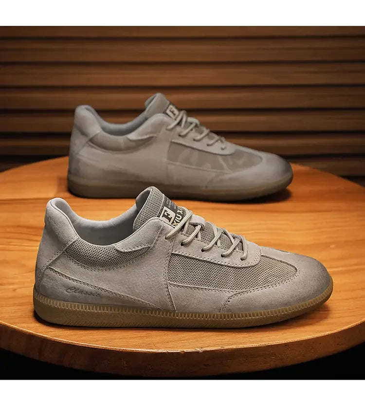 Casual Shoes For Men Breathable Mesh Genuine Leather Board Sneakers Men Flats Footwear Walking Shoes Sports Wear Resistant