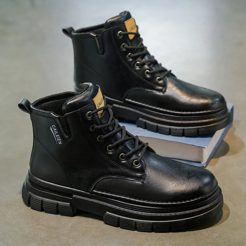 Men's boots four seasons retro British tooling shoes soft sole anti-slip high-top casual boots fashion youth outdoor boots