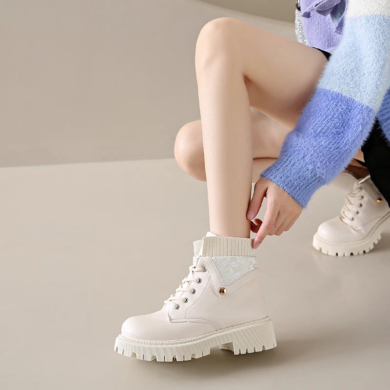 Boots Women New 2024 Winter Footwear Luxury Designer Female Shoes Fashion Rock Ladies Lolita Ankle Lady Boots Rock Shoes Woman